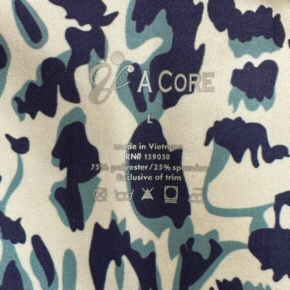 V A Core Leggings Women Sz L High Rise Pull On Animal Print Blue/Ivory - Picture 10 of 10